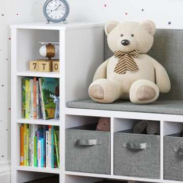 UTEX Kids Reading Nook Bench with Bookshelf and Storage