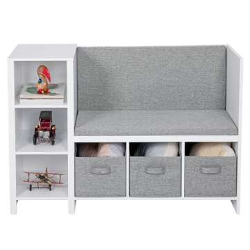 UTEX Kids Reading Nook Bench with Bookshelf and Storage