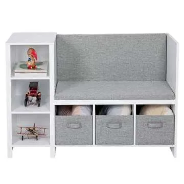 UTEX Kids Reading Nook Bench with Bookshelf and Storage