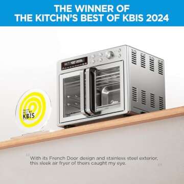 Midea Flexify French Door Toaster Oven Air Fryer Combo, 26.4 QT, Extra Large Air Fryer Countertop Oven 10-in-1 Combo, 25% Faster Cooking and 90% Less Oil, Stainless Steel