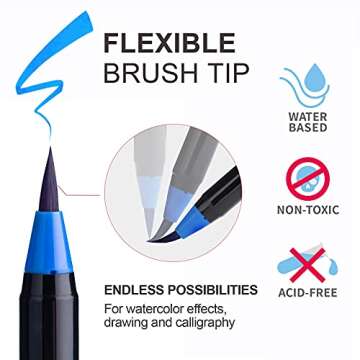 ParKoo Watercolor Brush Pens, 24 Colors Flexible Real Nylon Brush Tip Pens for Watercolor Painting, ...