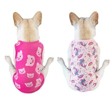 CuteBone Dog Shirts 2-Pack Soft Pet Clothes Breathable Summer Vest for Small Puppy and Stretchy Cat ...