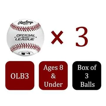 Rawlings | Official League Recreational Use Practice Baseballs | OLB3 | Youth/8U | 3 Count