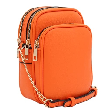 FashionPuzzle Multi Pocket PU Leather Casual Crossbody Bag for Women (Orange)