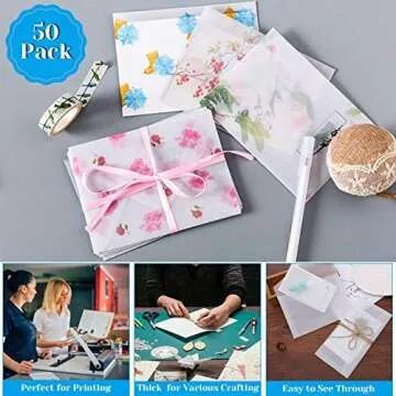 Vellum Paper, Cridoz 115GSM Transparent Vellum Paper 8.5 x 11 Translucent Clear Printer Paper for Printing Invitation Cards Tracing