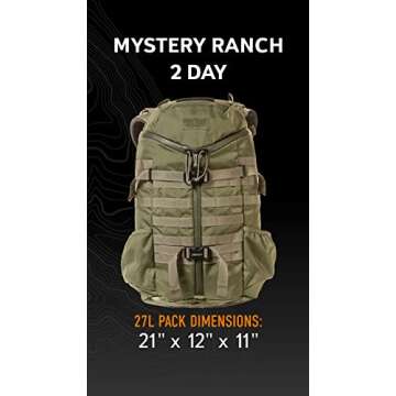 Mystery Ranch 2 Day Backpack - Tactical Daypack Molle Hiking Packs, Forest, L/XL