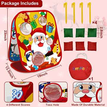Christmas Party Games for Kids Christmas Bean Bags Toss Game Double Side Collapsible Cornhole 8 Score Holes Christmas Decoration Party Favors Supplies Carnival Yard Indoor Outdoor (6 Bean Bags)