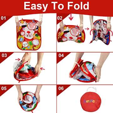 Christmas Party Games for Kids Christmas Bean Bags Toss Game Double Side Collapsible Cornhole 8 Score Holes Christmas Decoration Party Favors Supplies Carnival Yard Indoor Outdoor (6 Bean Bags)