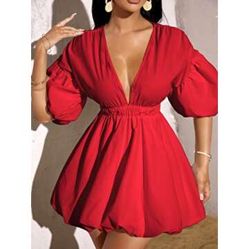 Stylish Women's Puff Sleeve Flare Dress for Summer Nights