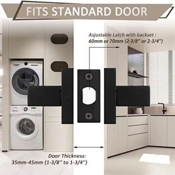 Probrico Matte Black Passage Door Handle - Keyless Modern Door Levers