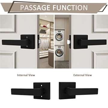 Probrico Matte Black Passage Door Handle for Modern Interiors