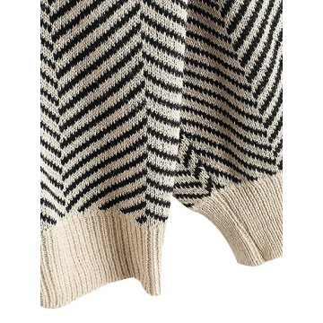 ZAFUL Women's Striped Cardigan Long Sleeve Button Up Open Front Knit Oversized Sweater (0-Stripes)