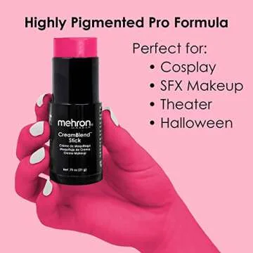 Mehron Makeup CreamBlend Stick | Face Paint, Body Paint, & Foundation Cream Makeup | Perfect for Halloween .75 oz (21 g) (Pink)