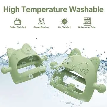 Baby Teethers 0-6 Months,Teething Toys for Babies 0-6 Months,Never Drop Baby Chew Toys for Teething Relief,Infant Hand Teether Pacifiers for 0-6 Months,Ideal Baby Toys Gifts for New Moms(Cartoon Cat)