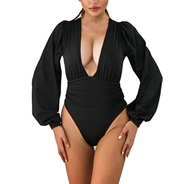 Stylish Weigou Women Jumpsuit Long Sleeve Bodysuit Tops