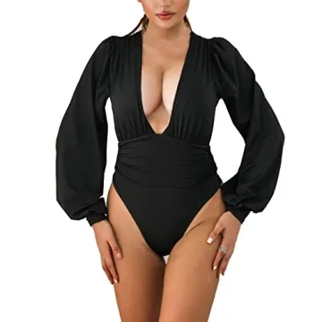 Stylish Weigou Women Jumpsuit Long Sleeve Bodysuit Tops