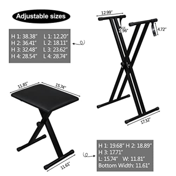 Adjustable Ktaxon Keyboard Stand & Bench Set for Digital Pianos