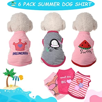 Stylish 6-Pack Dog Shirts for Small Pets in Cute Patterns