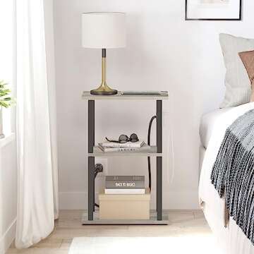 TUTOTAK Narrow Side Table with USB Ports for Small Spaces