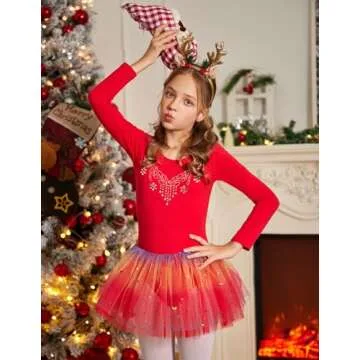 Zaclotre Kid Girls Long Sleeve Leotards Ballet Dance Sparkly Tutu Dress Ballerina Outfits