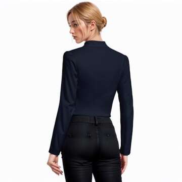 Hybrid & Company Women's Fashion Military Crop Stretch Gold Zip up Blazer Jacket KJK1125 Navy Medium