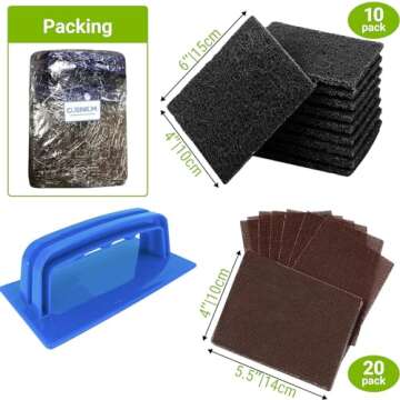 CUSINIUM 31-Piece Griddle Cleaning Kit: 1 Screen Holder, 20 Screens, 10 Cleaning Pads
