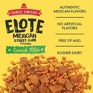 Three Amigos - Elote Mexican Street Corn Snack Mix- Deliciously Crunchy, Tangy, Hot, Sweet & Spicy S...