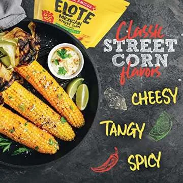 Three Amigos - Elote Mexican Street Corn Snack Mix- Deliciously Crunchy, Tangy, Hot, Sweet & Spicy Snacks - Gourmet Roasted Variety Food Snacks for Adults and Kids (ELOTO MIX 7 oz. 6 Pack)