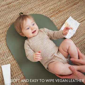 Beautiful Baby Diaper Changing Mat Made of Vegan Leather - Soft and Easy to Wipe Changing Pad for Travel or at Home Use - Lightweight and Foldable Mat That Perfectly Fits Into Any Diaper Bag