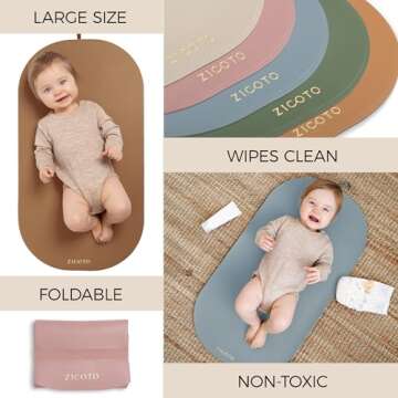 Beautiful Baby Diaper Changing Mat Made of Vegan Leather - Soft and Easy to Wipe Changing Pad for Travel or at Home Use - Lightweight and Foldable Mat That Perfectly Fits Into Any Diaper Bag