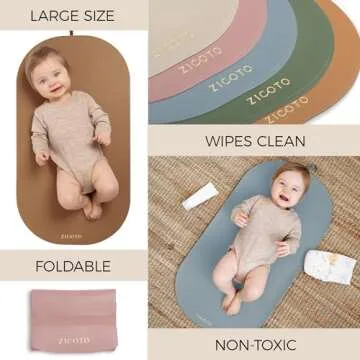 Beautiful Baby Diaper Changing Mat Made of Vegan Leather - Soft and Easy to Wipe Changing Pad for Travel or at Home Use - Lightweight and Foldable Mat That Perfectly Fits Into Any Diaper Bag