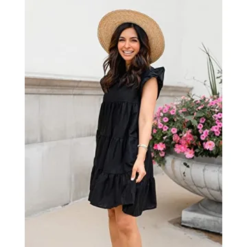 KIRUNDO Women's Summer Sleeveless Ruffle Mini Dress