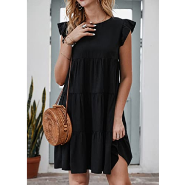 KIRUNDO Women's Summer Sleeveless Ruffle Mini Dress