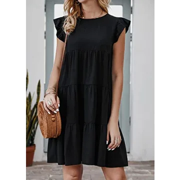 KIRUNDO Women's Summer Sleeveless Ruffle Mini Dress