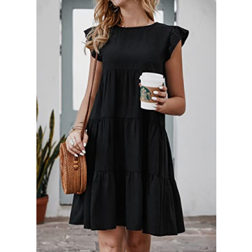 KIRUNDO Women's Summer Sleeveless Ruffle Mini Dress