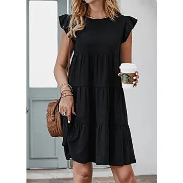 KIRUNDO Women's Summer Sleeveless Ruffle Mini Dress