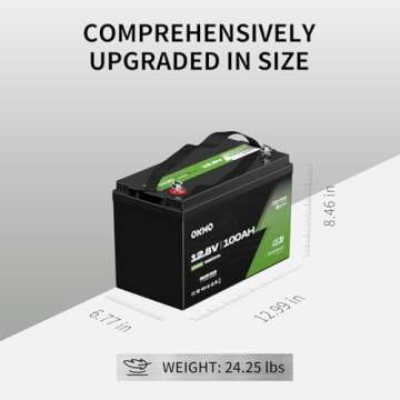 OKMO 12V 100Ah TM LiFePO4 Battery, Lithium Battery 150A BMS, 10 Years Lifetime 15000+ Deep Cycles,for Marine, RV, Trolling Motor, Boat, Camper, Solar Home Iron Phosphate, Low Temperature Protection
