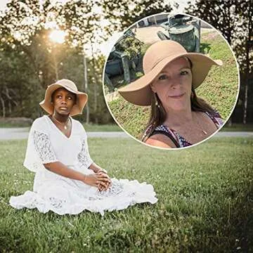 Bienvenu Women's Wide Brim Solid Color Wool Floppy Hat Camel