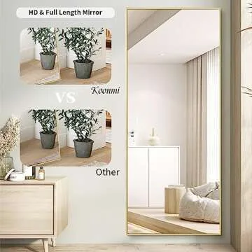 Koonmi 71"x31" Mirror Full Length, Gold Full Length Mirror, Bedroom Floor Body Mirror with Stand, Large Gold Mirror, Leaning, Standing or Hanging Horizontally/Vertically