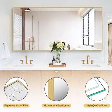 Koonmi 71"x31" Mirror Full Length, Gold Full Length Mirror, Bedroom Floor Body Mirror with Stand, Large Gold Mirror, Leaning, Standing or Hanging Horizontally/Vertically