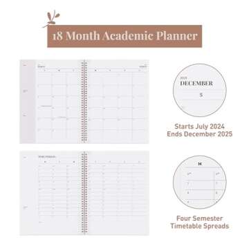 Rileys Planner 2024-2025 Academic Year, 18-Month Academic Weekly Planner - Academic Weekly & Monthly Agenda Planner, Flexible Cover, Notes Pages, Twin-Wire Binding (8.5 x 11 Inch, Pink)