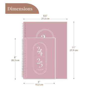 Rileys Planner 2024-2025 Academic Year, 18-Month Academic Weekly Planner - Academic Weekly & Monthly Agenda Planner, Flexible Cover, Notes Pages, Twin-Wire Binding (8.5 x 11 Inch, Pink)