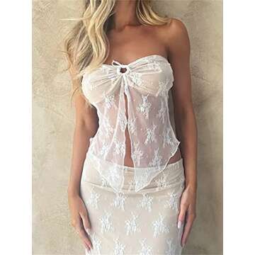 Raruxxin Women 2 Piece Skirt Set Sleeveless Hollow Crop Tops Bodycon Wrap Maxi Skirt Outfits Y2k Summer Party Club Streetwear