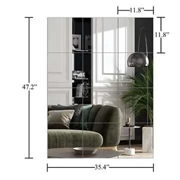 Ruomeng Home Gym Mirrors 12 Inch x 12Pcs - Elegant Frameless Mirror Tiles