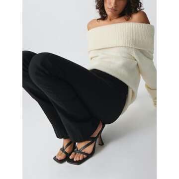 Women Off The Shoulder Sweater Long Sleeve Ribbed Knit Top Y2k Pullover Sweaters Fall Going Out Streetwear(White,S)