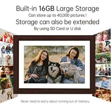 HMTECH Digital Photo Frame, WiFi Digital Picture Frame with 10.1 Inch IPS Touch Screen Display, 16GB Storage, Auto-Rotate, Wall Mountable, Share Photos or Videos Anywhere via Free APP - For Your Lover