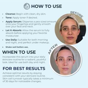 Peptide Collagen Serum for Face - Anti-Aging Facial Serum, Tighten Lift Hydrate & Plump All Skin Types, Reduce Fine Line & Wrinkles, All Natural Ingredients - Foxbrim Naturals (1 Fl Oz)