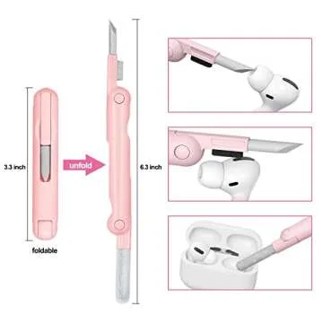 7-in-1 Electronic Cleaner Kit,Keyboard Cleaner,Laptop Cleaner Kit for Monitor, Cell Phone, Headset, Lego, Laptop Camera Lens (Pink)