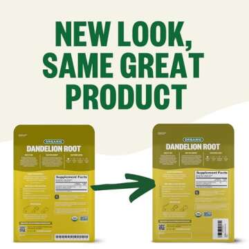 FGO Organic Dandelion Root Loose Tea, Cut and Sifted, Caffeine Free, 16oz Bulk Resealable Bag, Packaging May Vary (Pack of 1)