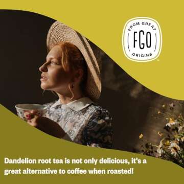 FGO Organic Dandelion Root Loose Tea, Cut and Sifted, Caffeine Free, 16oz Bulk Resealable Bag, Packaging May Vary (Pack of 1)